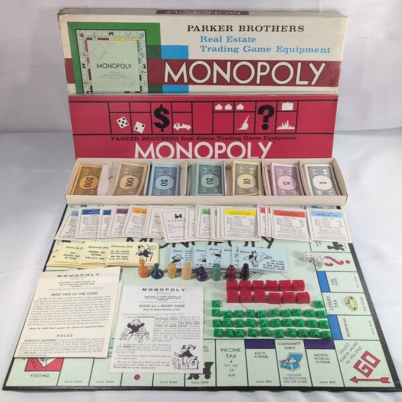 Vintage Monopoly Parker Brothers 1961 Real Estate Trading Board Game Equipment - Picture 1 of 16